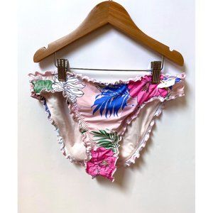 Hobie Ruffle tropical floral Hawaiian print swim bikini bottom NEW